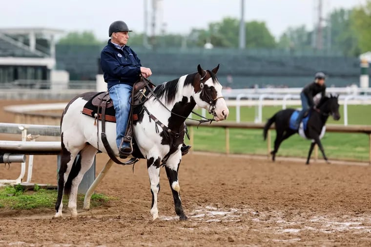 Wayne Lukas trainer of Just Steel watches his horses train during the morning training for the Kentucky Derby at Churchill Downs on April 28, 2024 in Louisville, Kentucky.  (Photo by Andy Lyons/Getty Images)
