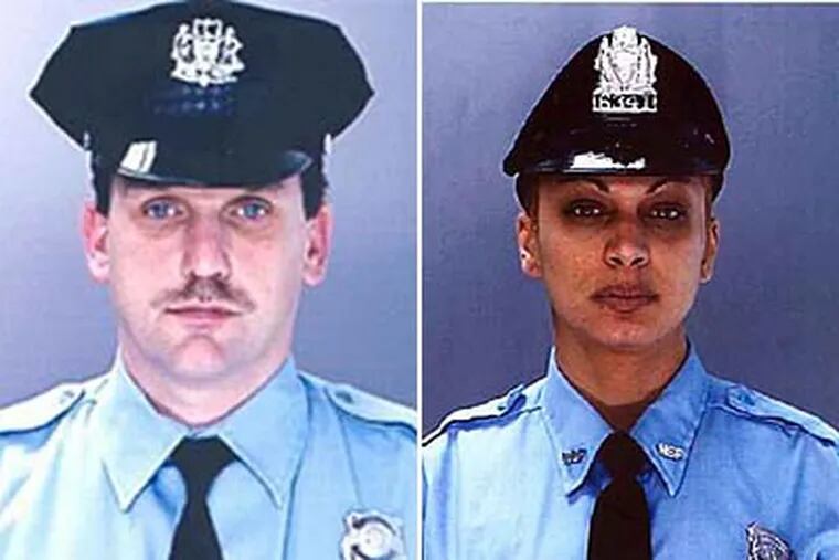 Sgt. Stephen Liczbinski (left), shot in ’08 and Officer Isabel Nazario (right), killed in an ’08 crash. The trials in their deaths are set to start Monday.