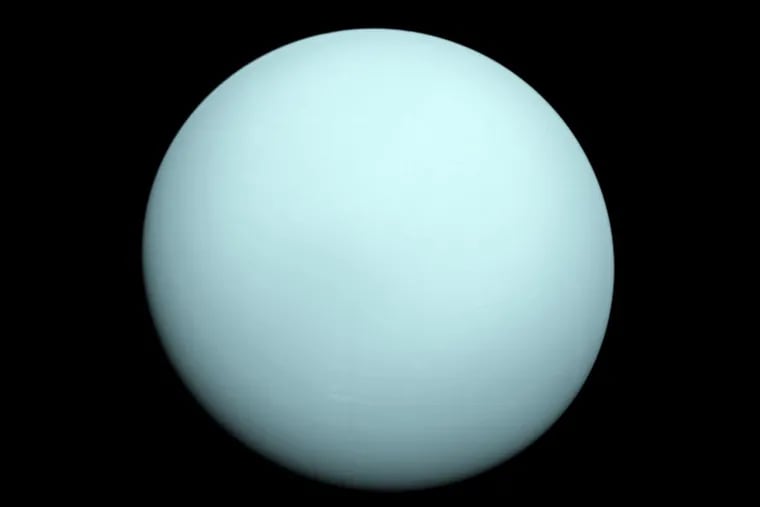This image of the planet Uranus was taken by NASA spacecraft Voyager 2 in January 1986.