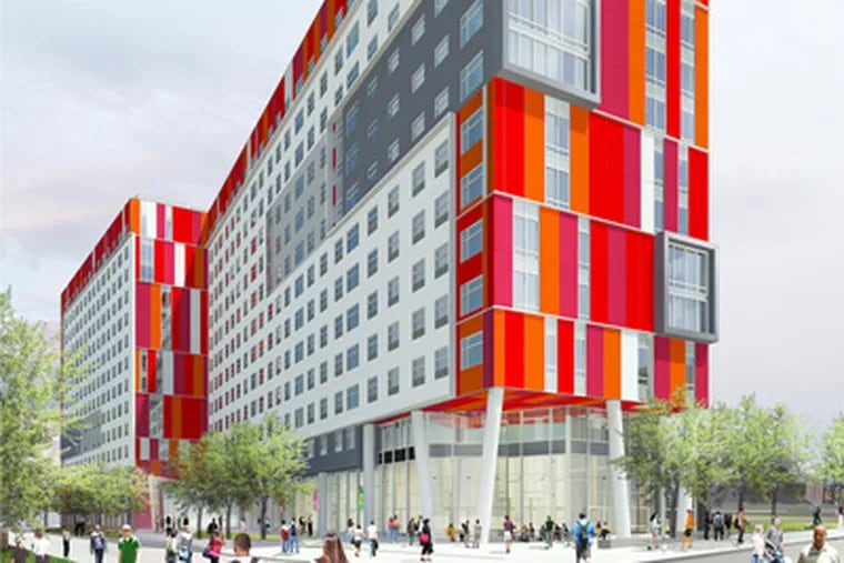 The 14-story residence, in the 1100 block of Cecil B. Moore Avenue, will add 832 beds for Temple students.