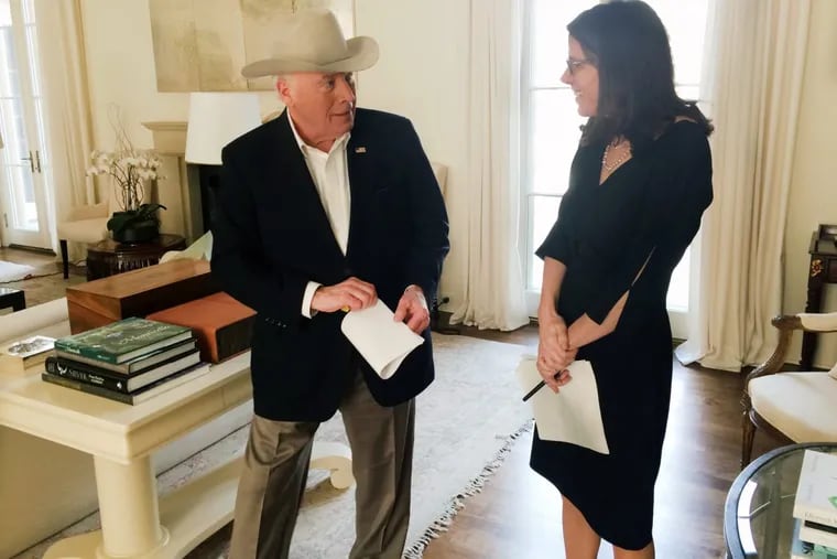 Alexandra Pelosi, director and producer of HBO’s “The Words That Built America,” with former Vice President Dick Cheney.