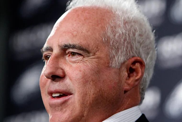 Jeffrey Lurie said a repeat of the Eagles' 8-8 record in 2012 would cost Andy Reid his job. (David Maialetti/Staff Photographer)