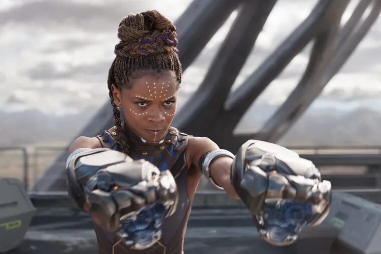Letitia Wright in a scene from &quot;Black Panther.&quot;