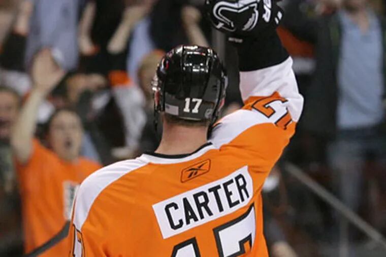 Jeff Carter was the Flyers' leading goal-scorer during the regular season. He will be out for six weeks. (Yong Kim / Staff Photographer)