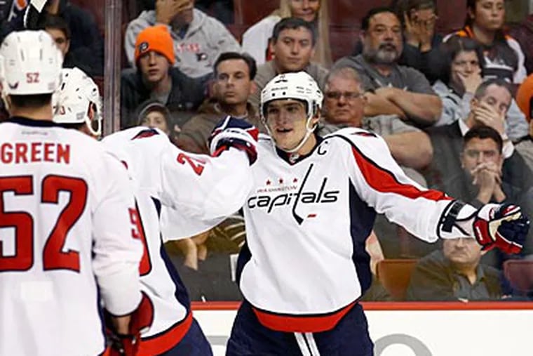 Alex Ovechkin scored twice for the Capitals on Thursday night against the Flyers. (Yong Kim/Staff Photographer)