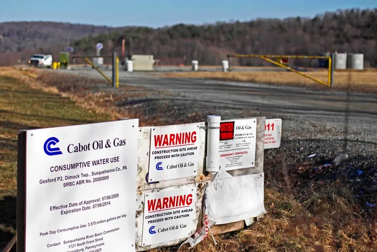 A Cabot Oil Gas Corp. wellhead in Dimock, Pa., on Feb. 13, 2012. Cabot Oil Gas Corp. was charged June 15, 2020, following a grand jury investigation, and had previously been fined by Pennsylvania's Department of Environmental Protection in 2010.