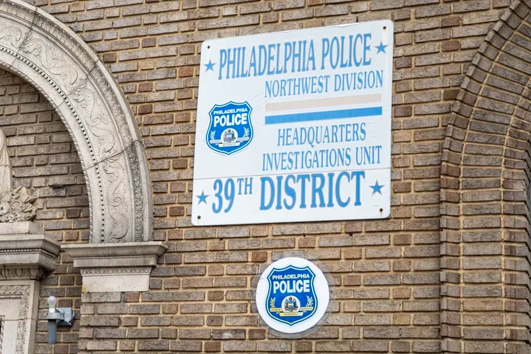 The entrance of the Philadelphia Police Department 39th District Headquarters.