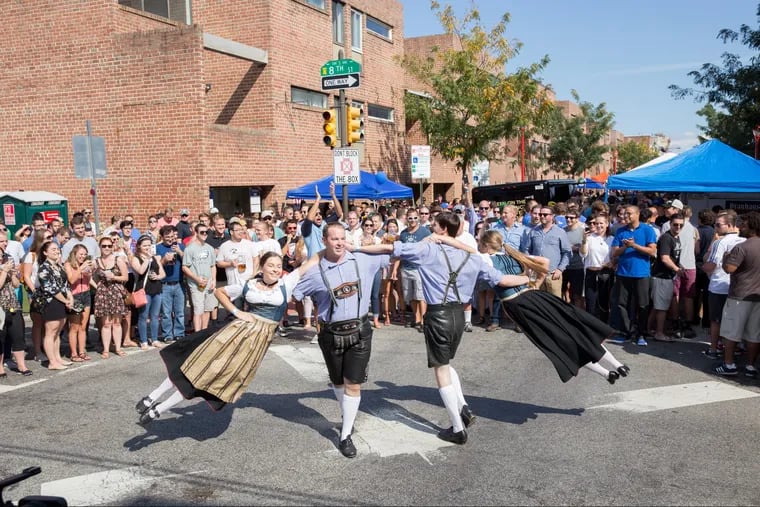 The 10th annual South Street Oktoberfest returns this Saturday with 10 German beers, an array of themed eats, oompah music, dancing, and more.  Photo courtesy Brauhaus Schmitz