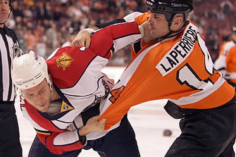The Flyers and Panthers brawled early and often during Monday night's game. (Yong Kim/Staff Photographer)