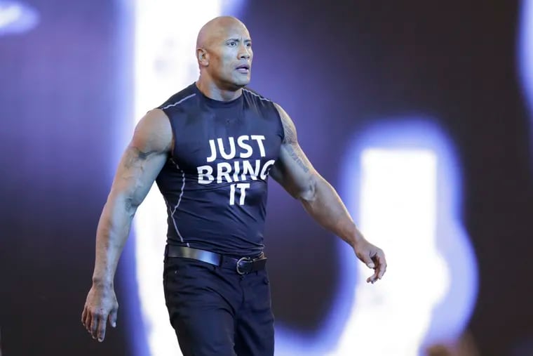 Dwayne "The Rock" Johnson making his entrance at WrestleMania XXXI on March 29, 2015, in Santa Clara, Calif.