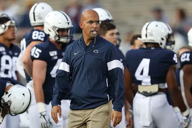 Penn State head coach James Franklin is seen before an NCAA college football game against Buffalo, Saturday, Sept. 7, 2019, in University Park, Pa.