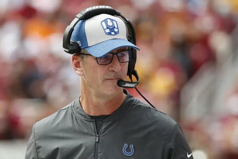 Indianapolis Colts head coach Frank Reich walks on the sideline in the second half of an NFL football game against the Washington Redskins, Sunday, Sept. 16, 2018, in Landover, Md. (AP Photo/Alex Brandon)