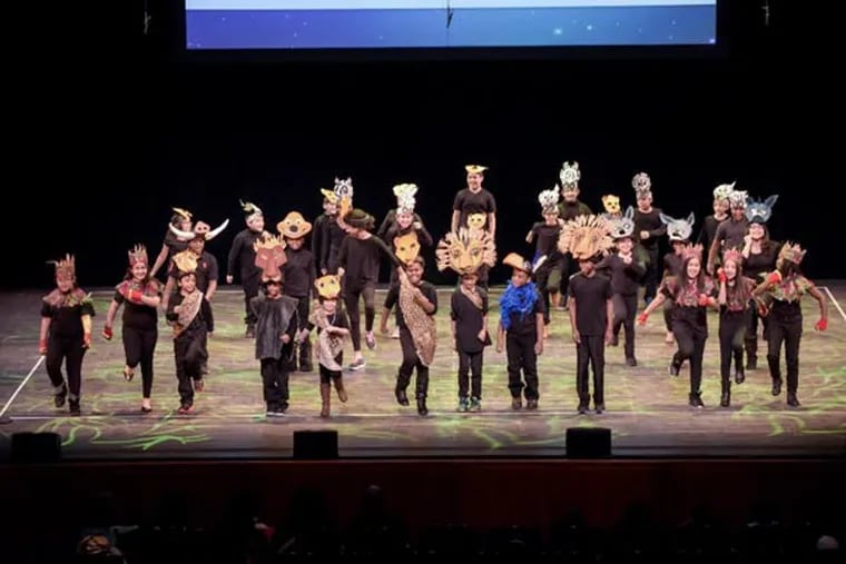 Students from the John Marshal School No. 20 in Elizabeth, N.J., perform a number from "The Lion King" as part of the Disney Musicals in the Schools Program. The Walnut Street Theatre has announced five Philly schools that will participate in the program.
