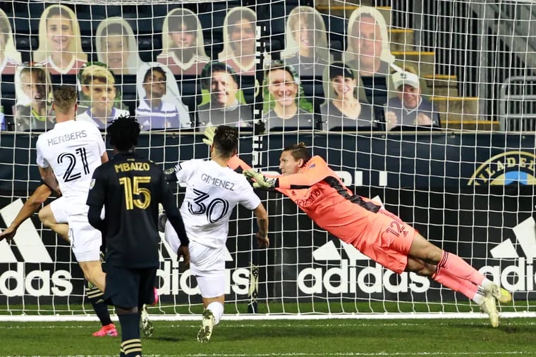 Joe Bendik (right) will start in goal for the Union on Saturday against D.C. United.