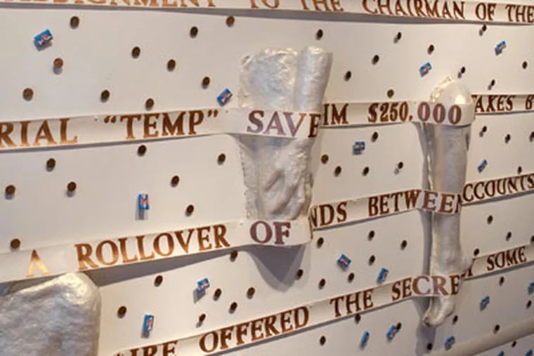 "Pennies From Heaven" commemorates the time the artist saved her Wall Street firm $250,000 and was rewarded with gum. (Courtesy TandM Arts)