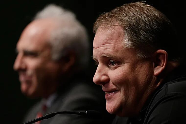 Eagles owner Jeffrey Lurie and head coach Chip Kelly. (Matt Rourke/AP)