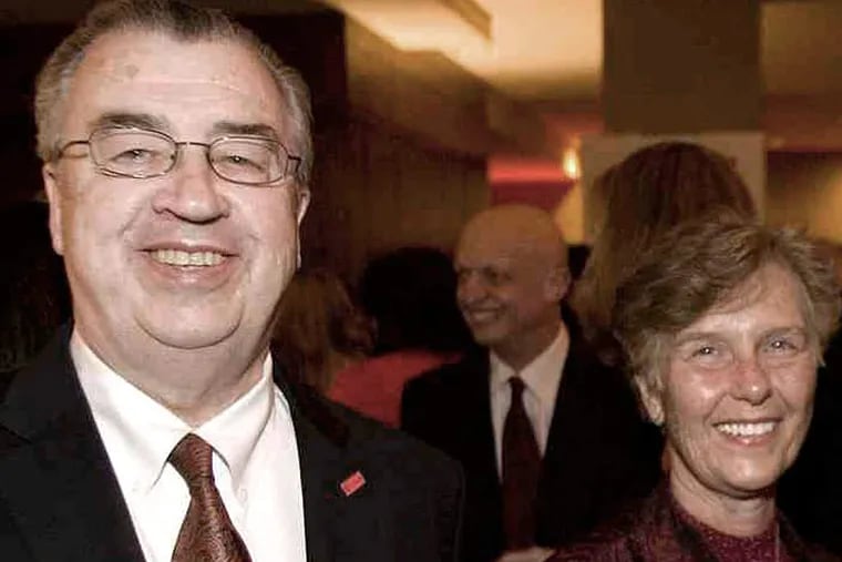 Cooper Hospital CEO John Sheridan and wife Joyce. Joyce's death has been ruled a homicide.