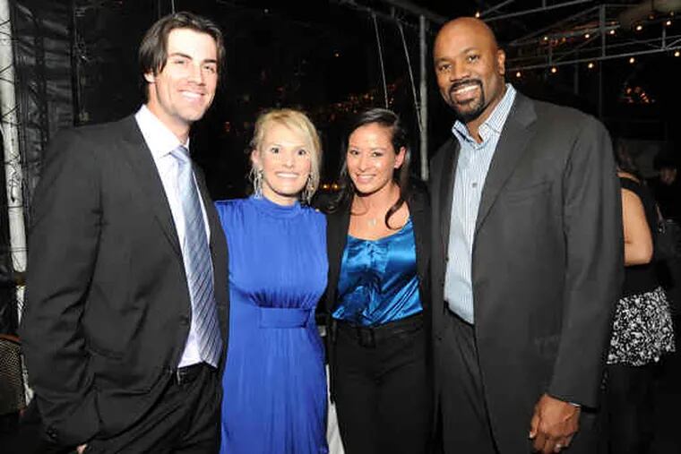 Cole and Heidi Hamels with Melanie and Billy King, former 76ers president, at the Hamelses' cocktail party on the Moshulu. The Phillies pitcher and his wife raised money for the city school district. (See &quot;The circuit.&quot;)