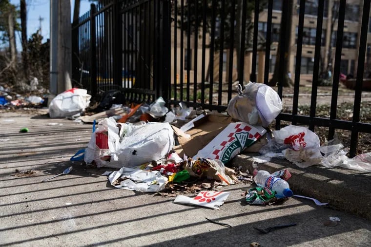 Trash piles up on N. Gratz Street near Cecil B. Moore Avenue