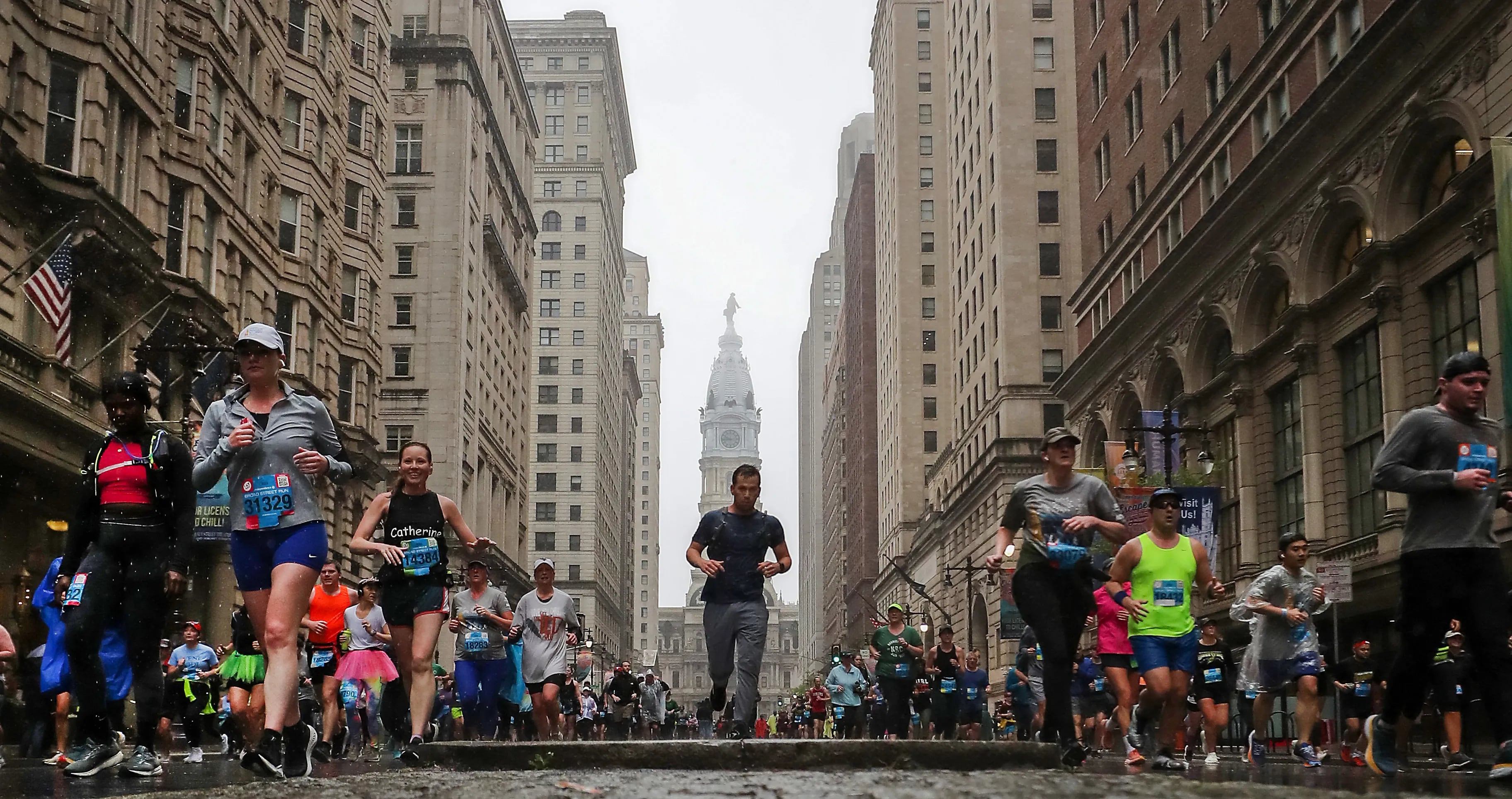 Runners pass Walnut Street during the 43rd annual Independence Blue Cross Broad Street Run in Philadelphia, Pa on Sunday, April 30, 2023.