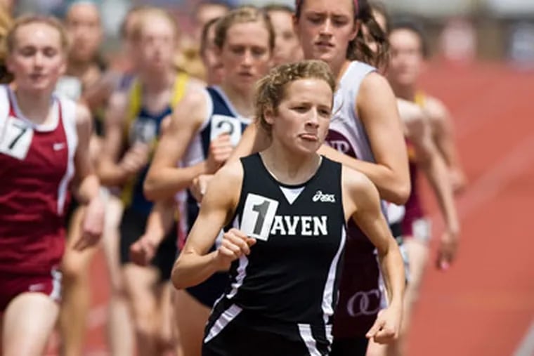 Hannah Grossman of Strath Haven leads the pack during the PIAA Class AAA 1600 meter run in Shippensburg, Pa. (Photo/Kalim A. Bhatti)