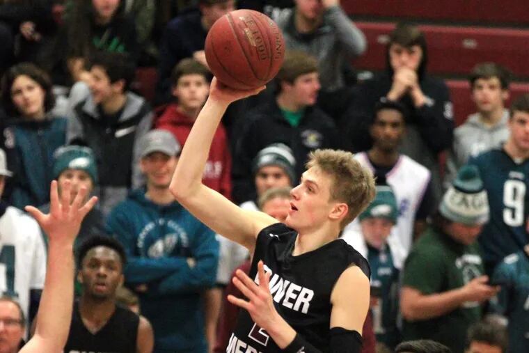 Senior guard and Columbia recruit Jack Forrest (2) and Lower Merion will take on Norristown at 1:30 p.m.