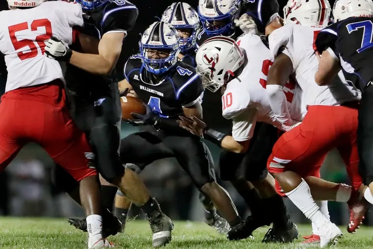 Williamstown's Christian Forman, shown here in the Braves' 28-21 victory over Lenape on Sept. 27, and company are angling for another game vs. their top-ranked rivals.