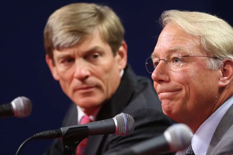 Phillies co-owner John Middleton, left, with Andy MacPhail, who has one year left on a three-year contract extension as team president.