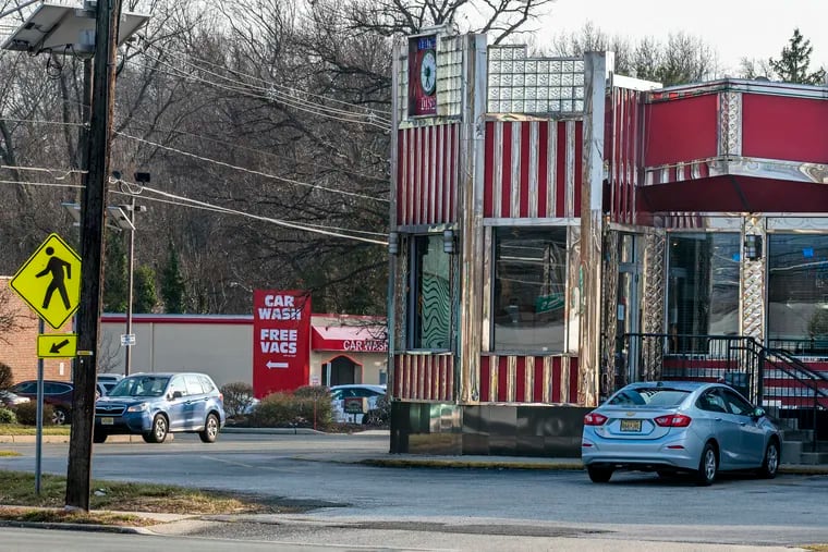 The Cherry Hill Diner on Route 38 (right) and the Auto Shine Express Car Wash (rear) on Cooper Landing Road.