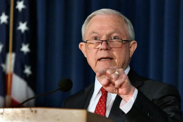 U.S. Attorney General Jeff Sessions delivers remarks about defending national security, at the U.S. Attorney’s Office for the Southern District of New York on Thursday.