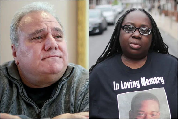 Pat Bianculli, left, grandfather of Salvatore DiNubile, and Aishah George, mother of Caleer Miller. DiNubile and Miller, both 16, were shot dead in South Philadelphia last year in a crime that rippled through the city.