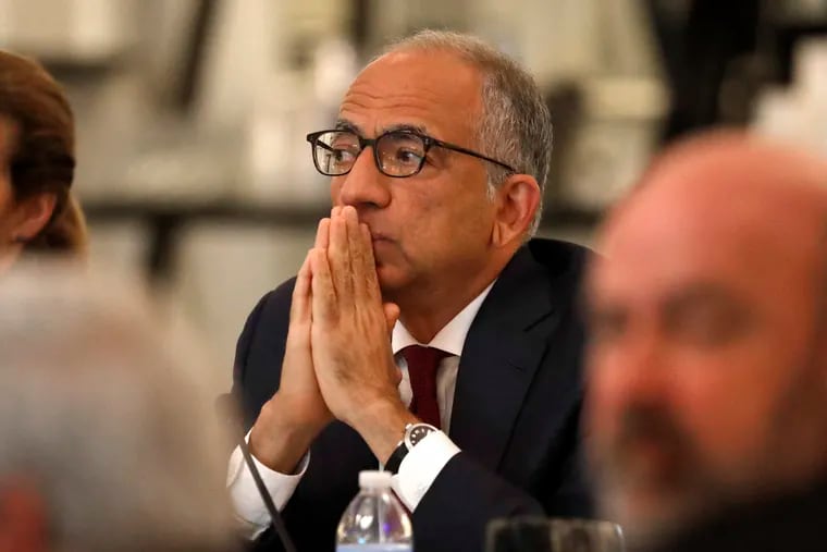 U.S. Soccer President Carlos Cordeiro presides over a meeting of the U.S. Soccer Board of Directors Friday, Dec. 6, 2019, in Chicago. (AP Photo/Charles Rex Arbogast)