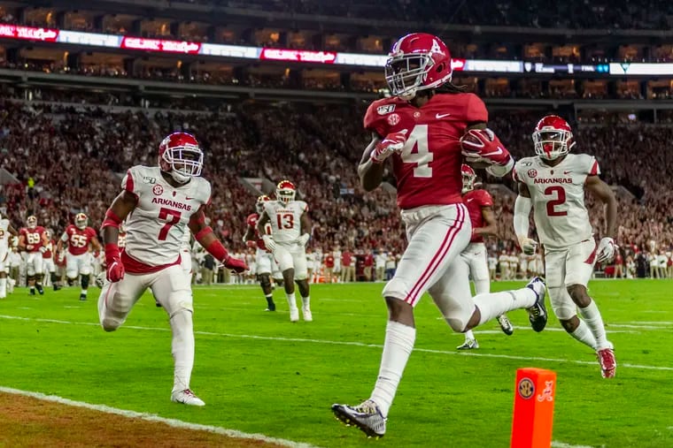Alabama wide receiver Jerry Jeudy (4) will be sought-after in the NFL draft.
