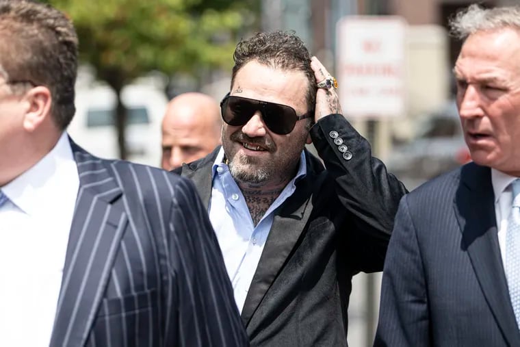 Former Jackass star Bam Margera walks to Chester County Justice Center on July 27.