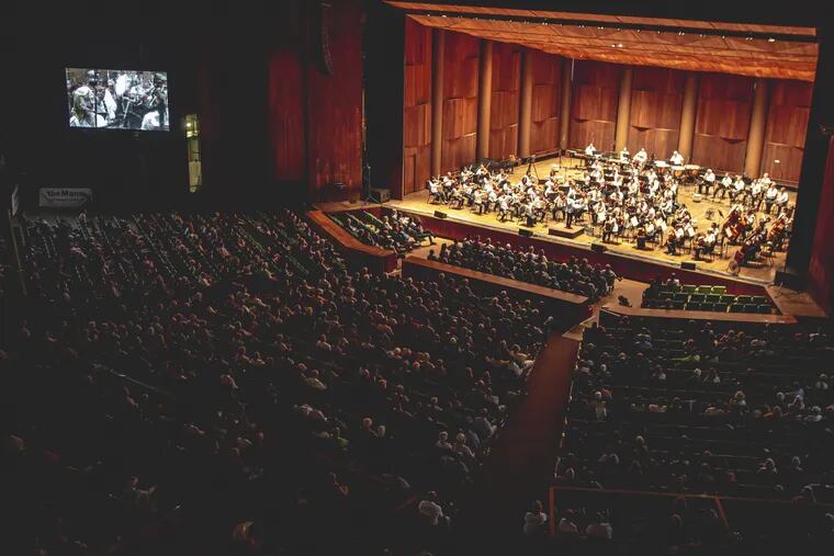 The Philadelphia Orchestra performing at the Mann Center pre-pandemic in 2019.