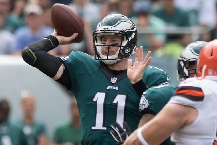 Eagles QB Carson Wentz had a variable pitch screw inserted in his broken right wrist last October.. Once that type of injury heals, the bone is said to be “rock solid.”