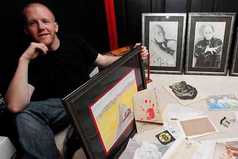 Paul Duffy of Coatesville, PA at his home on Friday morning May 17, 2013. Paul is a collector and seller that runs a small company called Wholesale Murder dealing in memorabilia of serial killers. ( ALEJANDRO A. ALVAREZ / STAFF PHOTOGRAPHER )