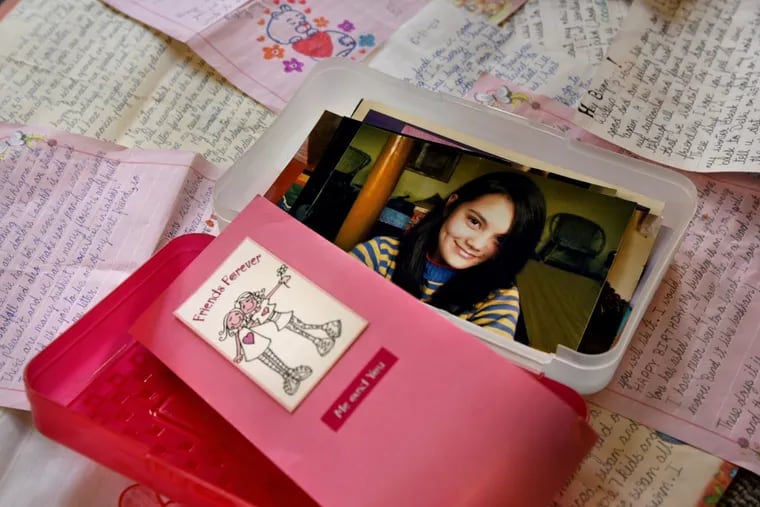 A pencil case where Brynn MacDougall kept photos and letters from her Indian pen pal,  Stanzin Dolma.