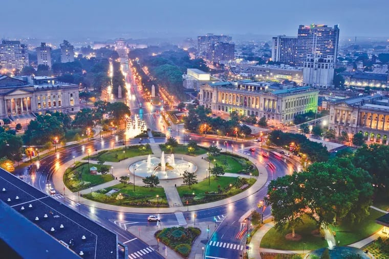 The Philadelphia Museum Art crowns the city’s illuminated Benjamin Franklin Parkway. The culturally rich stretch is home to many parks, public works of art and museums, including Swann Memorial Fountain (pictured), the Barnes Foundation, the Rodin Museum, The Franklin Institute, The Academy of Natural Sciences, Sister Cities Park and many other attractions.