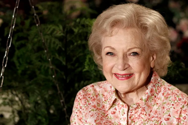 Actress Betty White on the set of the television show "Hot in Cleveland" in 2010.