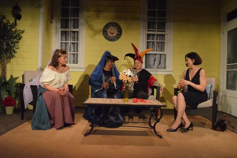 (Left to right:) Michelle Romano, Connie Norwood, Dawn Varava, and Stacy Skinner in “The Savannah Sipping Society,” through Feb. 25 at the South Camden Theatre Company.