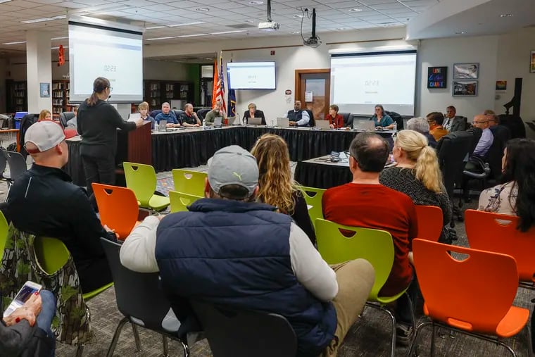 At a Feb. 6 Perkiomen Valley school board meeting, residents addressed the board before a Feb. 12 vote to retire a policy that defined bathroom use as based on "biological sex." The policy barred transgender students from using bathrooms matching their gender identities.