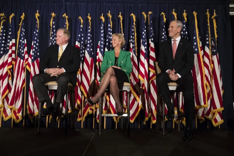 Candidates (from left) seeking the Republican Party’s nomination to challenge Democratic Gov. Tom Wolf: Scott Wagner, Laura Ellsworth, and Paul Mango.