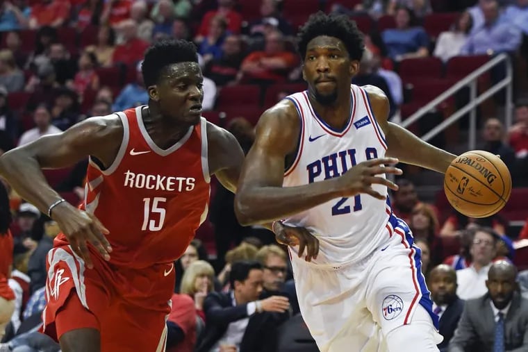 Joel Embiid scored 22 points to go with nine rebounds and five assists in Monday night’s win over Houston.