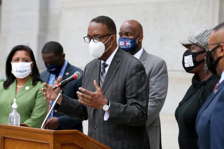 City Council President Darrell L. Clarke speaks during a news conference outside City Hall in Philadelphia in October.