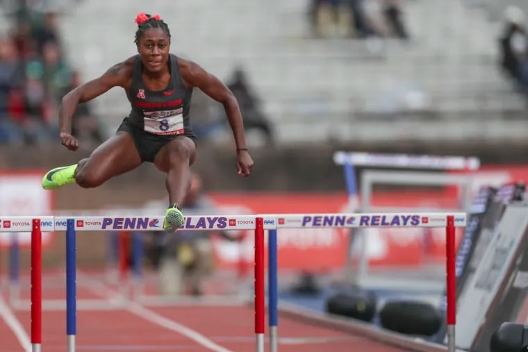 Sydni Townsend of the University of Houston competes in the 400-meter hurdles Thursday at the Penn Relays. She finished fourth.
