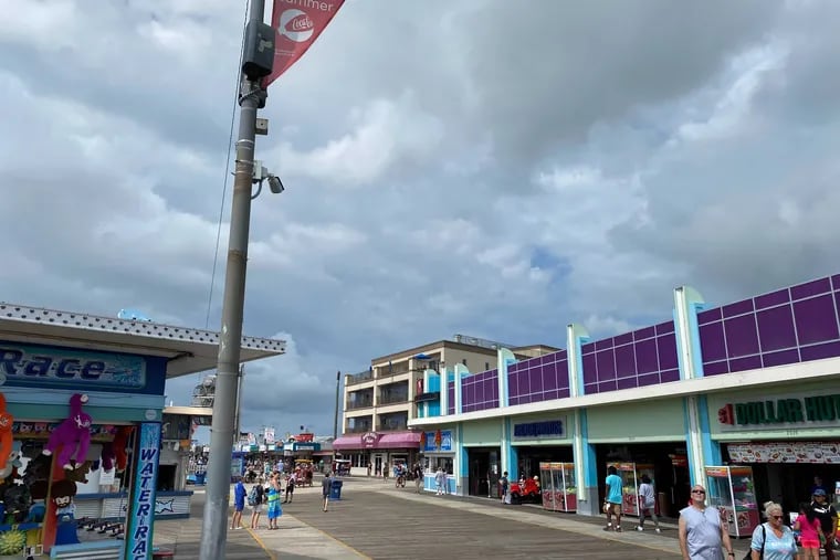 Daily announcements, the national anthem, "God Bless America," "Wildwood Days," and historically relevant tunes blares from the overhead speakers strapped atop more than 100 poles along the beach side of the Wildwood boardwalk, which are controlled by the Wildwoods Boardwalk Special Improvement District (SID).