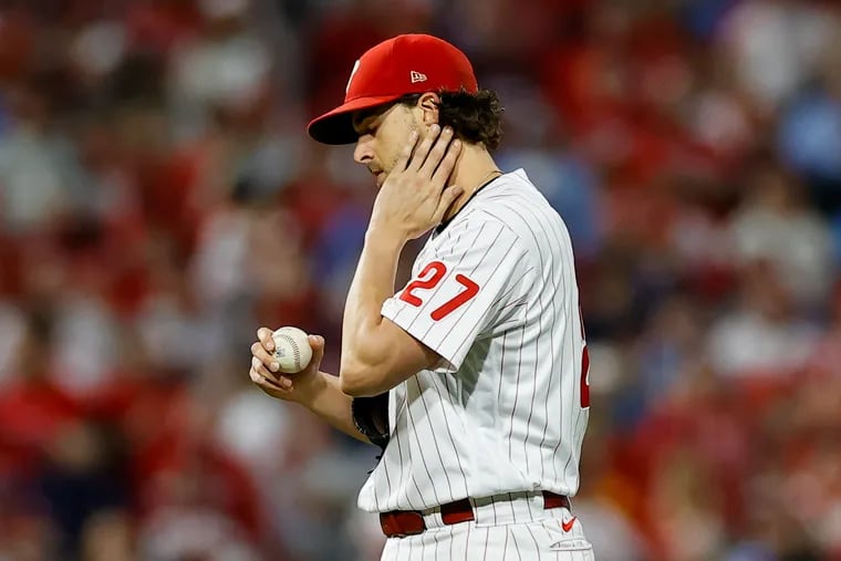 Aaron Nola gave up three earned runs in four innings on Wednesday in Game 4.