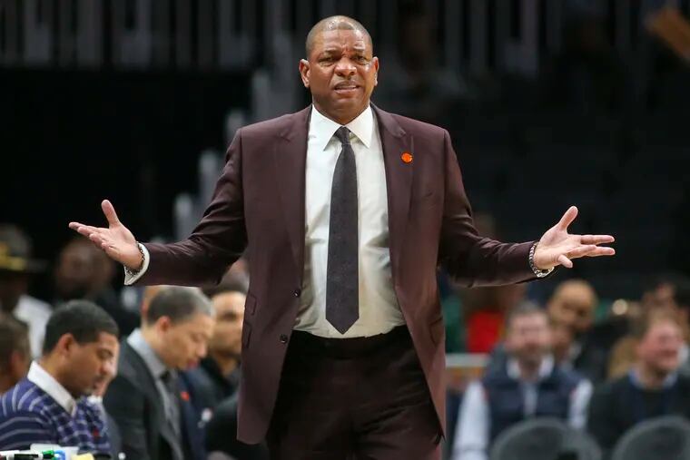 New Sixers head coach Doc Rivers gets his first chance to coach a real game Tuesday against the Celtics.