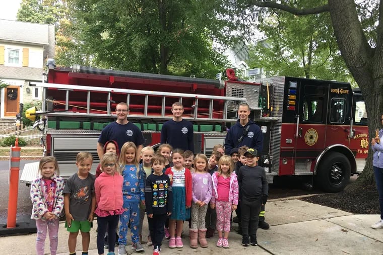 In this 2019 file photo, members of the Haddonfield Fire Department visit the Haddonfield Child Care program, which was started by a group of parents in 1985.
